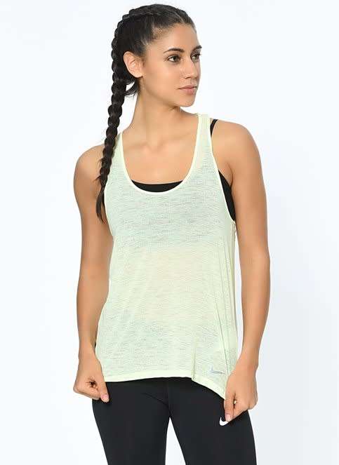 Original Womens Nike Breathe Cool Running Tank Barely Volt 831782 701 Size Medium